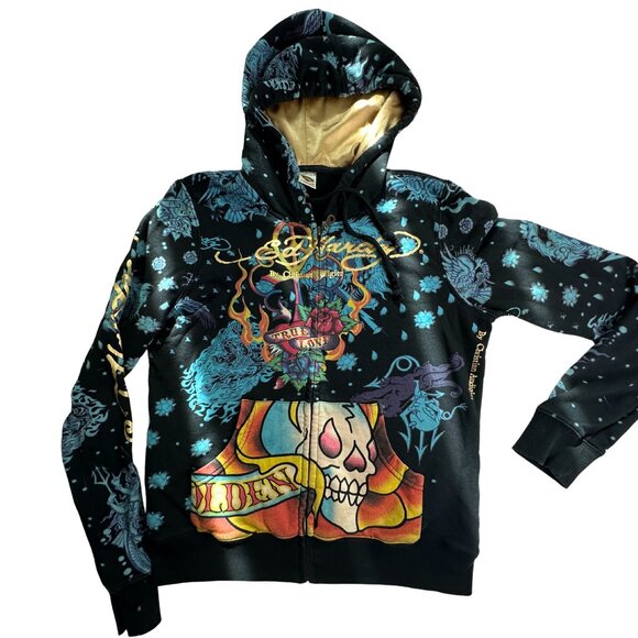 Vintage - Rare - Ed Hardy by Christian Audigier Hoodie Y2K - Picture 1 of 5